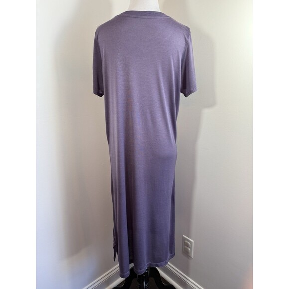 WINTERSILKS Dress Womens M Silk Jersey V-Neck Base Layer Short Sleeve Purple - Picture 4 of 10